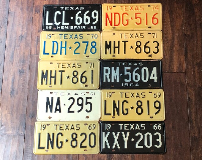 Texas License Plates Your Choice, Vintage Texas License Plates, 1961 1964 1966 1968 1969 1970
