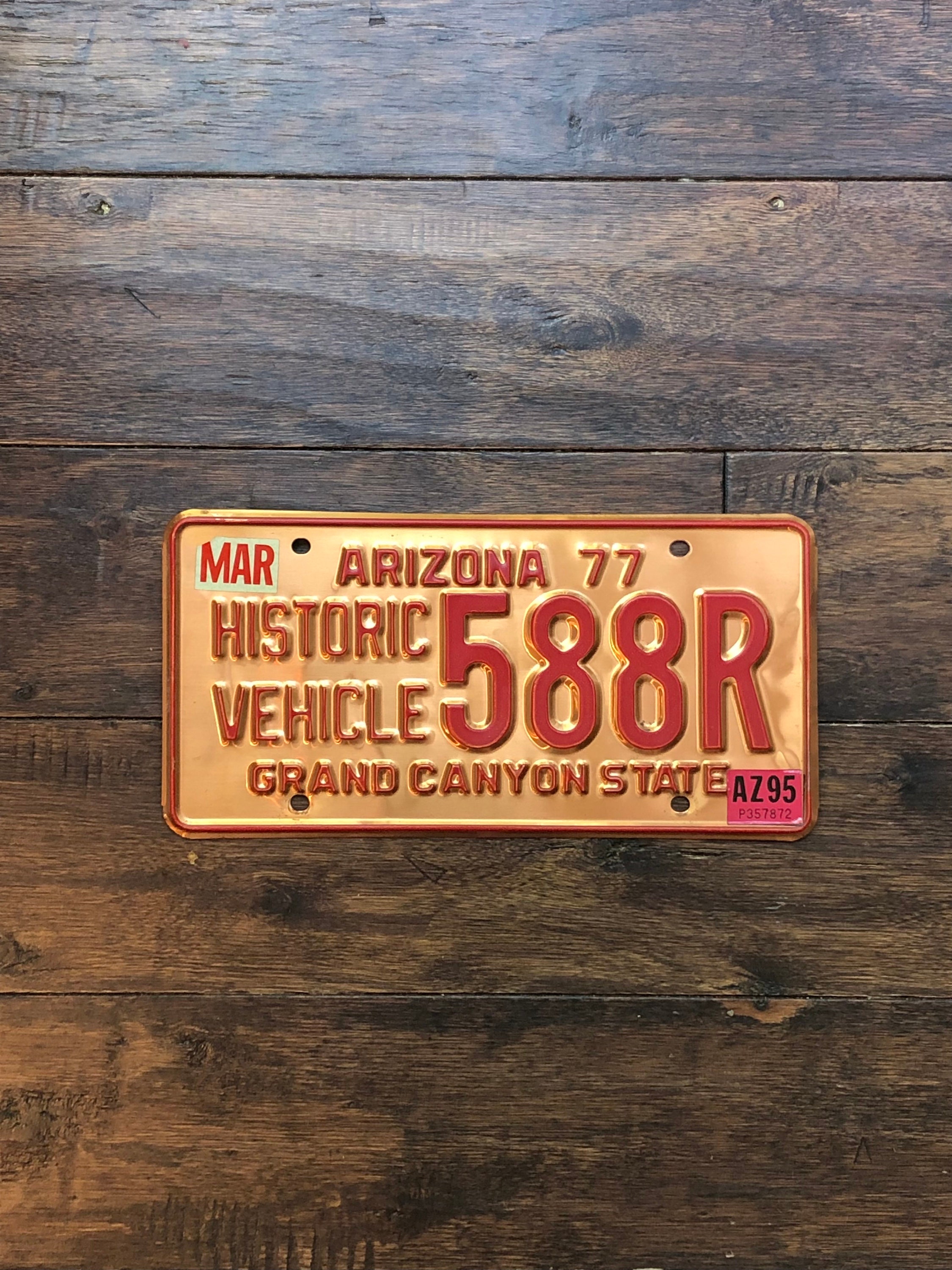 License Plate Arizona 1977 Historic Vehicle Copper, 1977 Arizona