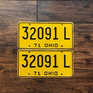 License plate pair Ohio vintage 1971, Vintage license plates, License plate pair Ohio, ohio  license plates 1971, 1971 Ohio license plates.