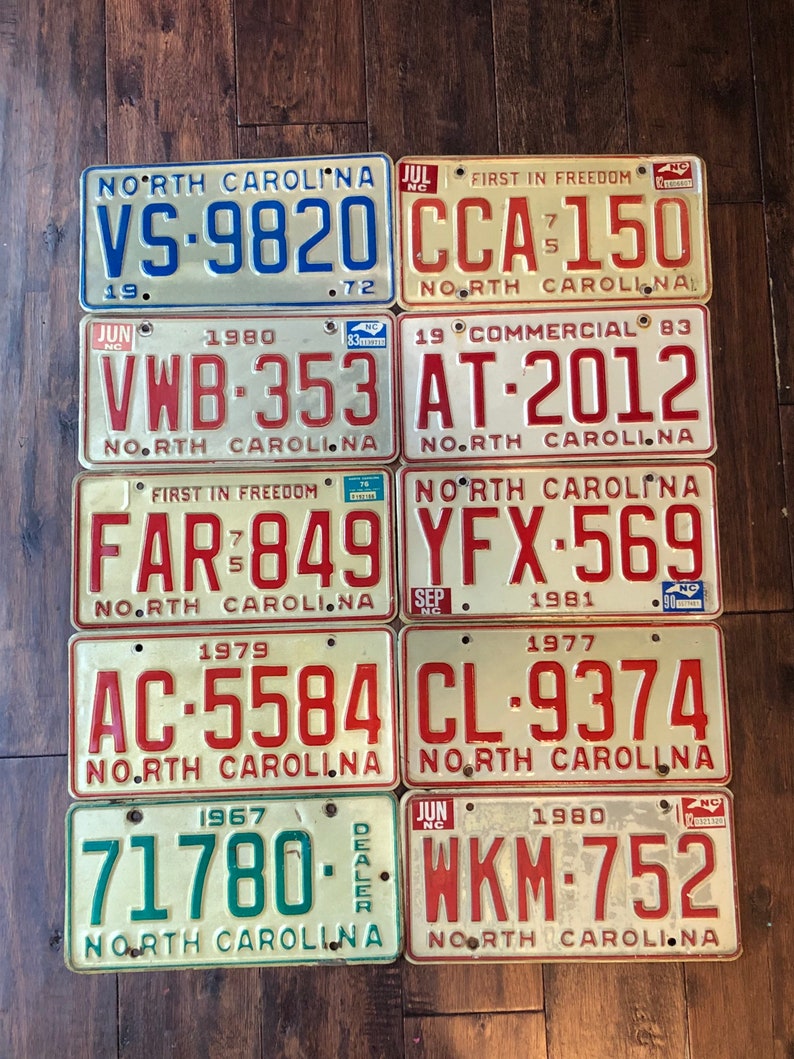 North Carolina Choice of License Plate pick Your Plate Etsy
