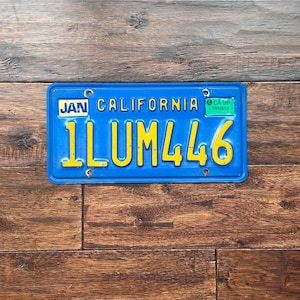 License Plate California, vintage California license plate 1980s with 1996 sticker, old  California license plate 1970s 1980s, license plate