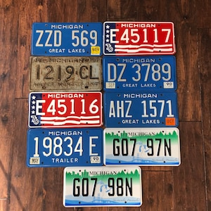 Michigan choice of  license plate, pick your plate,  license plates Michigan 1958 1976 1990 2006 2007,  vintage license plates Michigan.