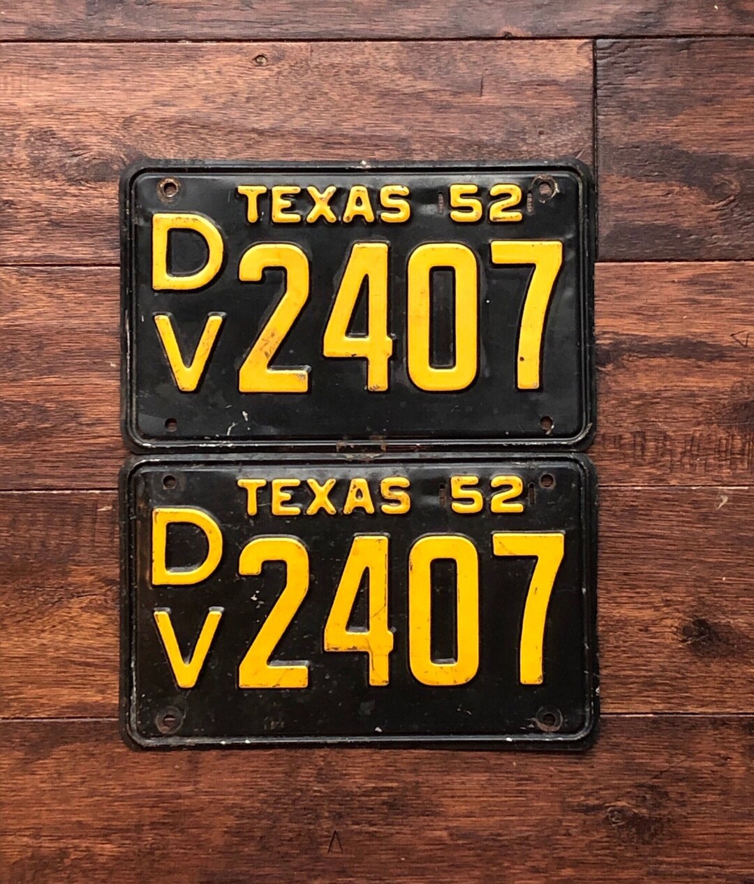 License Plates Texas 1952 Pair, Dmv Clear Texas 1952 Pair, Texas