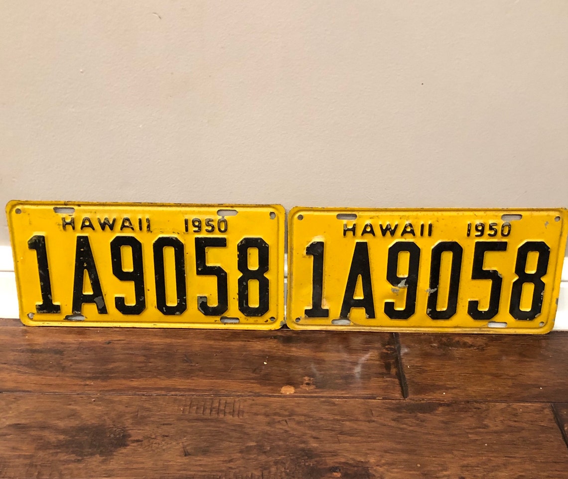 License Plate Hawaii Pair 1950 Matching Pair Original Etsy