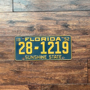 License Plate Florida 1952, Florida License Plate Pasco county, Florida license plate, old Florida license plate, 1952 Florida license.