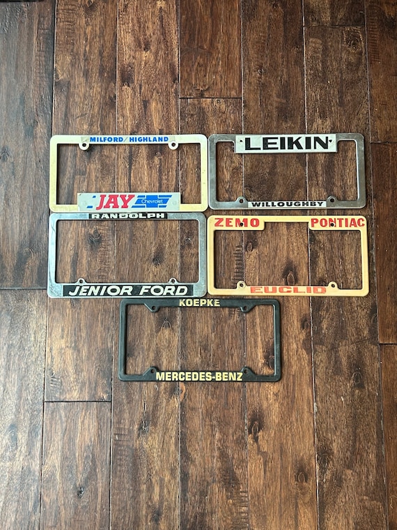 License Plate Dealership Frames, Lot of 5 Old Dealership Frames