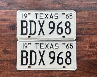 License plate Texas, Texas license plates 1965, old Texas license plate pair, 1965 dmv clear yom Texas, vintage Texas license plates, Texas