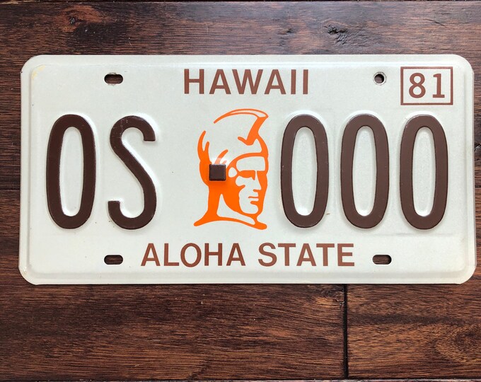 License Plate Hawaii 1981 Sample Original Vintage Hawaii License Plate