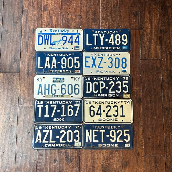 Kentucky choice of license plate, pick your plate, license plates Kentucky 1971 1974 1975 1984 1986 1998, old license plates Kentucky 1970s.