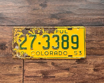 License Plate Colorado, Colorado license plate 1953, vintage Colorado license plate, 1953 Colorado license plate, old license plate 1953.