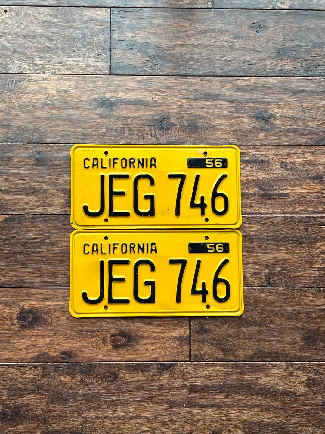 License Plates California 1956 Pair Original Dmv Clear, Vintage