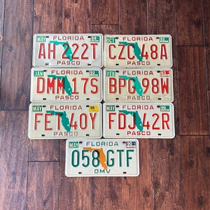 Florida choice of license plate, pick your plate, license plates Florida, vintage Florida license plates 1988 1990 1992 1993 1995 1996