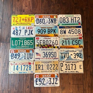 License plate choice worn out craft grade, all authentic license plates Maryland, Utah ,New Mexico, Montana, Colorado, compare my prices