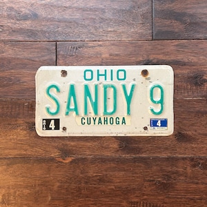 License plate Ohio vanity “Sandy 9”1994, vanity license plate Sandy 9 ohio, name license plate Ohio Sandy, ohio license plate 1994 Sandy 9.