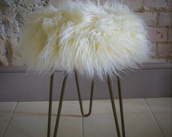 Foot Rest, Stool, Upholstered Fluffy Dressing Table Seat