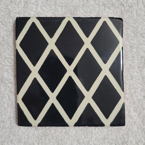 Glossy &quot;Black Diamond&quot; Mexican Talavera Ceramic Tiles 4.25x4.25