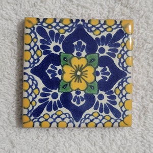 Glossy "Yellow Blossom" Mexican Talavera Ceramic Tiles 2x2