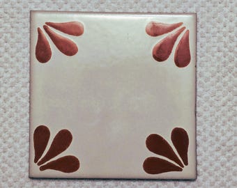 Glossy Terracotta Corners Mexican Talavera Ceramic Tiles 4.25x4.25