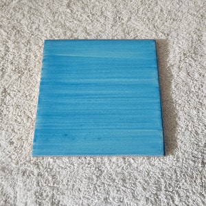 Glossy &quot;Brushed Ocean Blue&quot; Mexican Talavera Ceramic Tiles 4.25x4.25