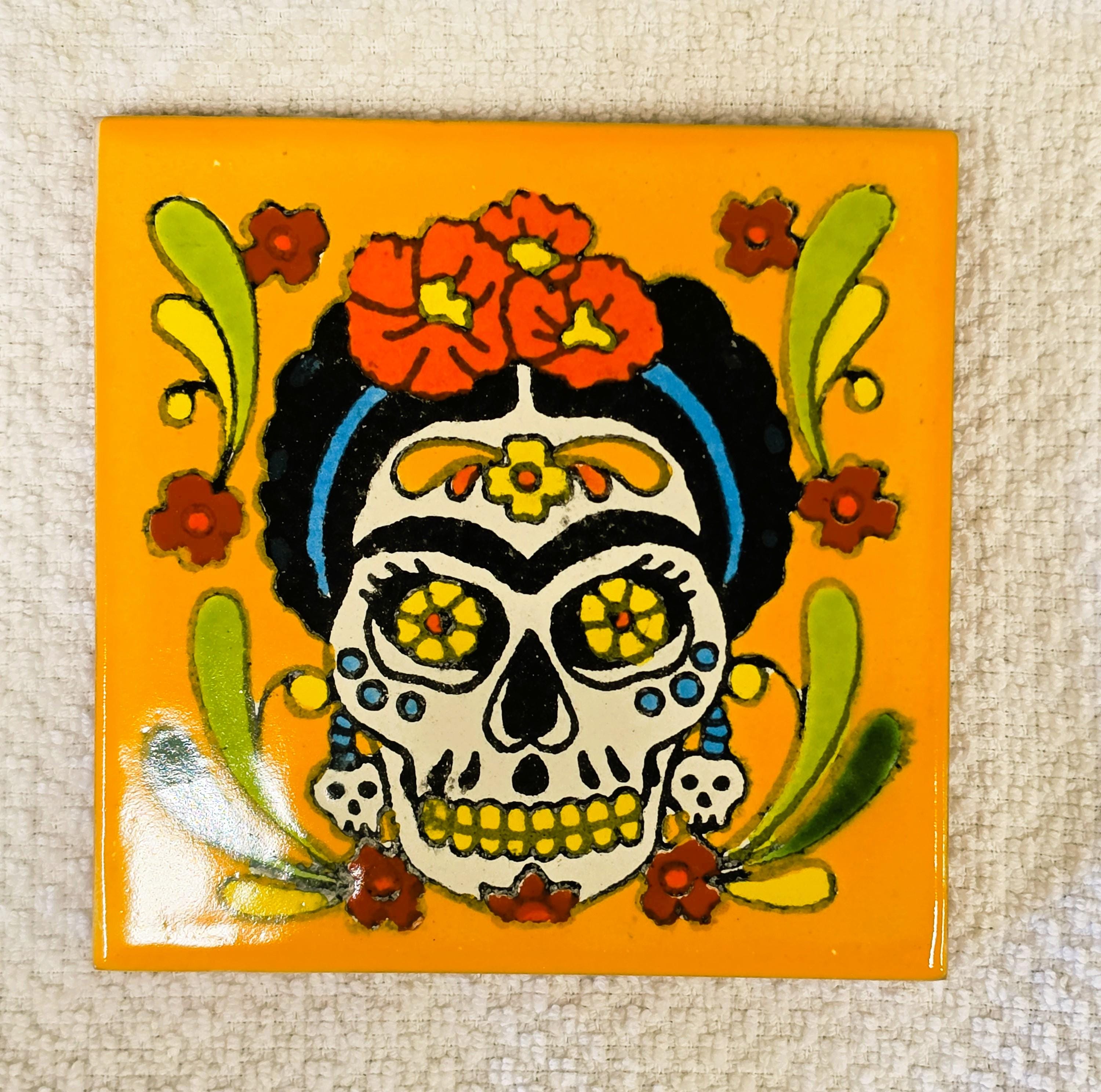 Mexican 4 X4 Day of Dead Tiles - Etsy