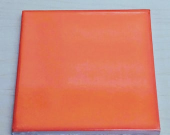 Glossy Solid Mandarin Orange Mexican Talavera Ceramic Tiles 4.25x4.25