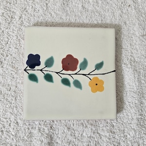 Glossy Flower Vine Mexican Talavera Ceramic Tiles 4.25x4.25