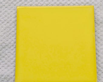 Glossy Solid Canary Yellow Mexican Talavera Ceramic Tiles 4.25x4.25