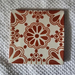 Glossy Terracotta Blossom Special Mexican Talavera Ceramic Tiles 4.25x4.25