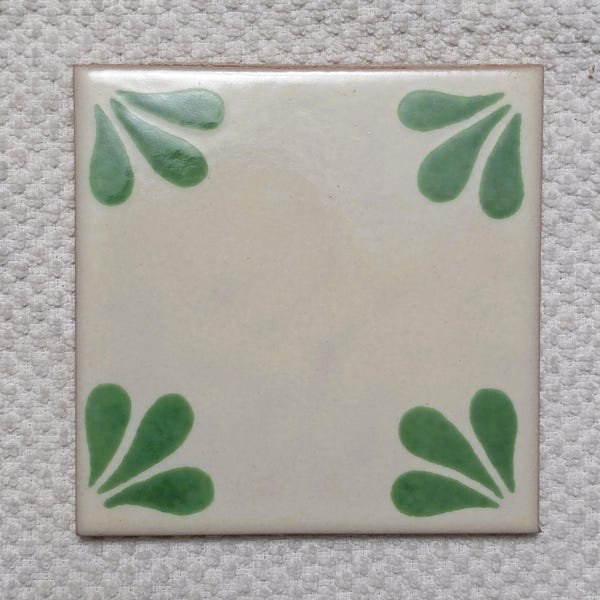Glossy Green Corners Mexican Talavera Ceramic Tiles 4.25x4.25