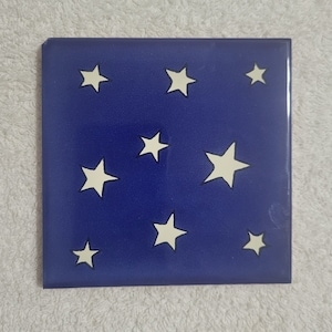 Glossy Blue Starry Night Mexican Talavera Ceramic Tiles 4.25x4.25