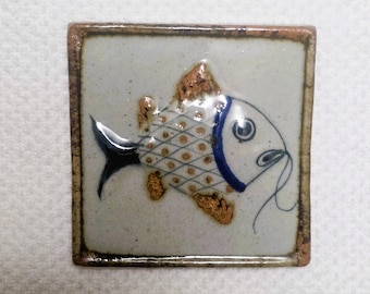 Glossy Artisan Stone Tropical Fish Mexican Ceramic Tiles 4.25x4.25