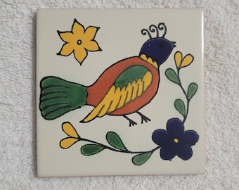 Glossy Colorful Quail Mexican Talavera Ceramic Tiles 4.25x4.25