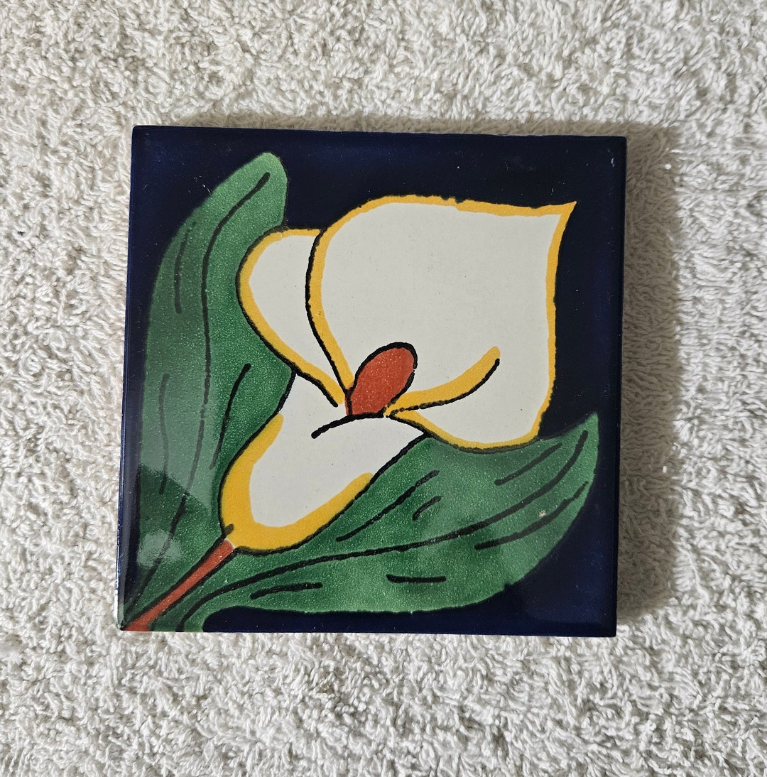 Glossy Calla Lily Mexican Talavera Ceramic Tiles 4.25x4.25 - Etsy
