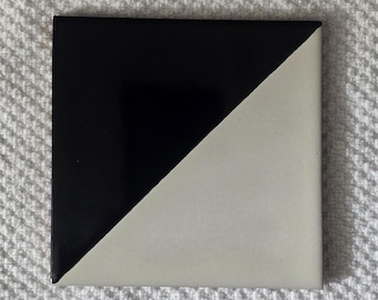 Glossy Black White Semaphore Mexican Talavera Ceramic Tiles 4.25x4.25