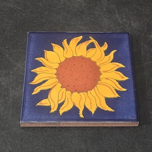 Glossy Yellow Sunflower Mexican Talavera Ceramic Tiles 4.25x4.25