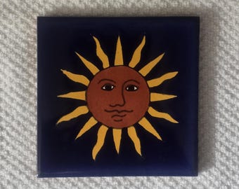 Glossy "SUN" Mexican Talavera Ceramic Tiles 4.25x4.25
