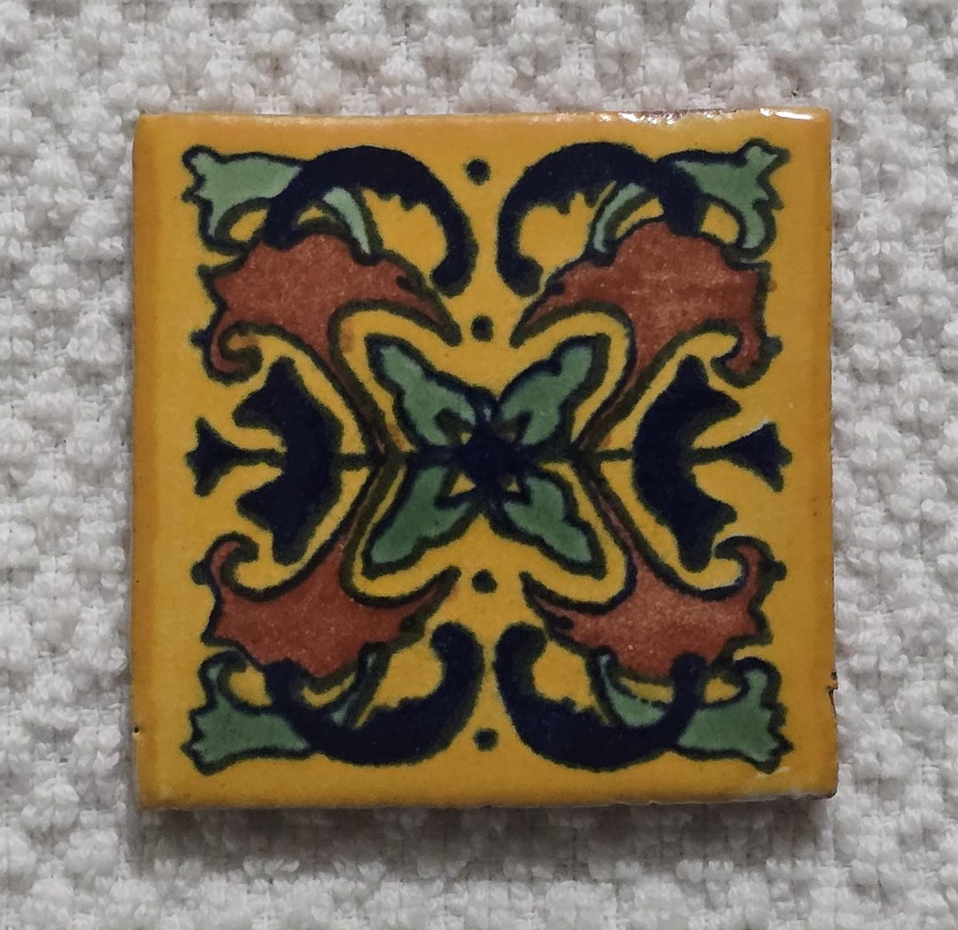 Glossy Yellow Green Leaf Mexican Talavera Ceramic Tiles 2x2 - Etsy