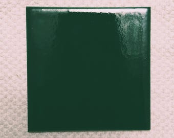 Glossy Solid Emerald Green Mexican Talavera Ceramic Tiles 4.25x4.25