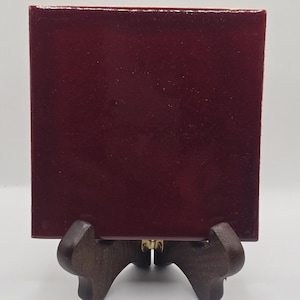 Glossy Solid Red Wine Mexican Talavera Ceramic Tile 4.25x4.25