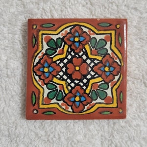 Glossy "Terracotta Irish Clover" Mexican Talavera Ceramic Tiles 2x2