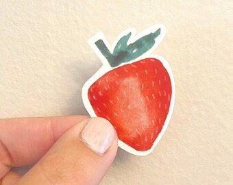 Watercolor Strawberry Sticker, Gift