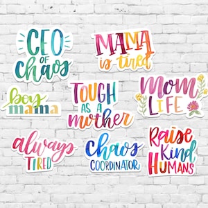 Mom Life Stickers, Sticker Set of 8, Stickers for Moms, Motherhood Stickers, Parenting Decals, Gift
