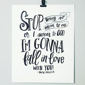 Nick Miller Quote Print: Hand Lettered New Girl TV Show Art