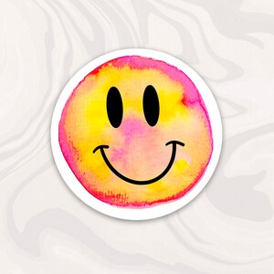 Smiley Face Sticker, Hippie Retro Sticker, Tie Dye Smiley Sticker, Waterproof Decal, Gift
