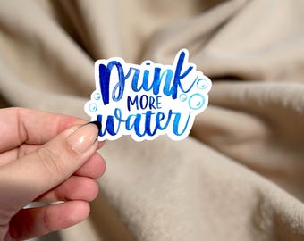 Drink More Water Floral Vinyl Sticker, Small Gift Sticker