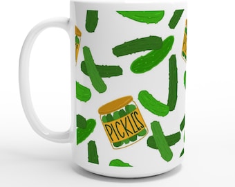 Pickle Coffee Cup,  15oz Ceramic Mug