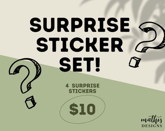 Surprise Sticker Set, 4 Surprise Stickers, Mystery Sticker Bundle, Gift