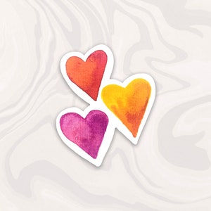 Watercolor Hearts Sticker, Heart Sticker, Planner Sticker, Hearts Water Bottle Sticker, Gift