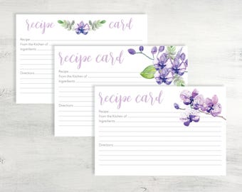 Floral Recipe Card Printable, Recipe Card Printable, 4x6 Recipe Card, Gift