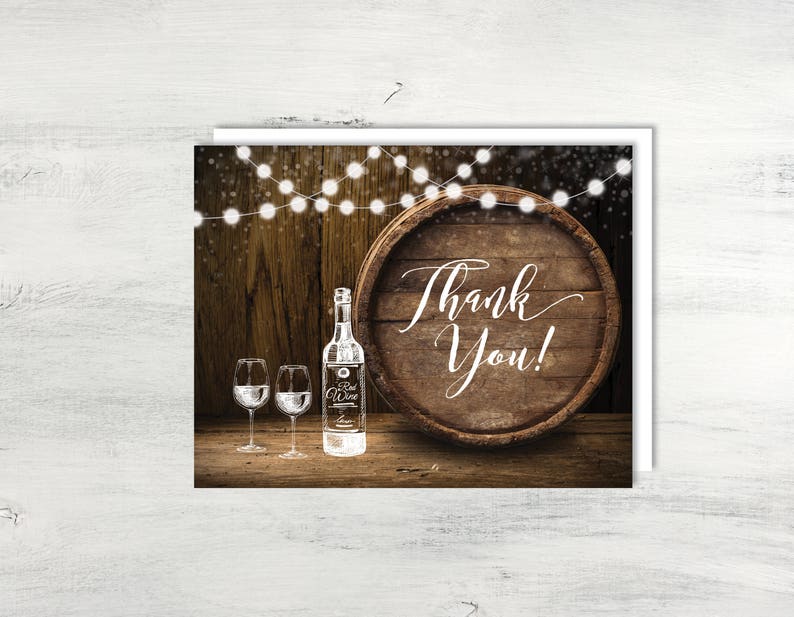 Wine Thank You Card Wine Themed Bridal Shower Thank You Card Etsy